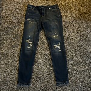 White House Black Market Dark Blue Distressed Skinny Jeans with sequins!
